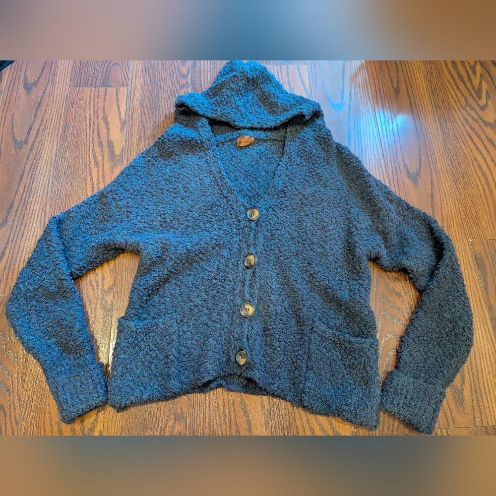 POL Hoodie Button-Up Women's Cardigan Sweater Cozy Fuzzy Cabin